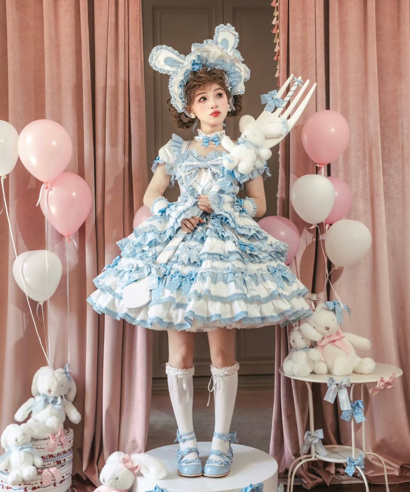 ラビットリボン」青木美沙子コラボドレス（サックス）【6/15まで】送料