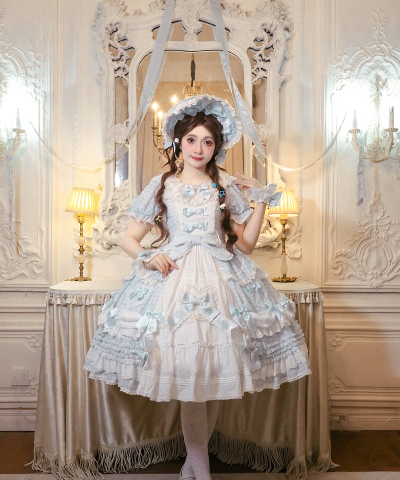 ミラーキャットフリルロングワンピース　alcaliアルカリ　青木美沙子 ミラーキャットフリルロングワンピース alcaliアルカリ 青木美沙子