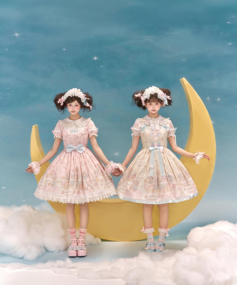 仲夏物語リトルツインスターズコラボ」柄付きジャンパースカート 【6/8