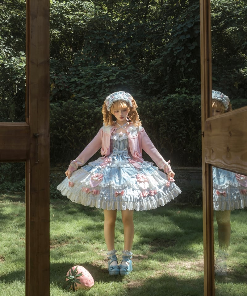 ショートケーキ図鑑」ドットジャンパースカート 【11/20まで】送料無料