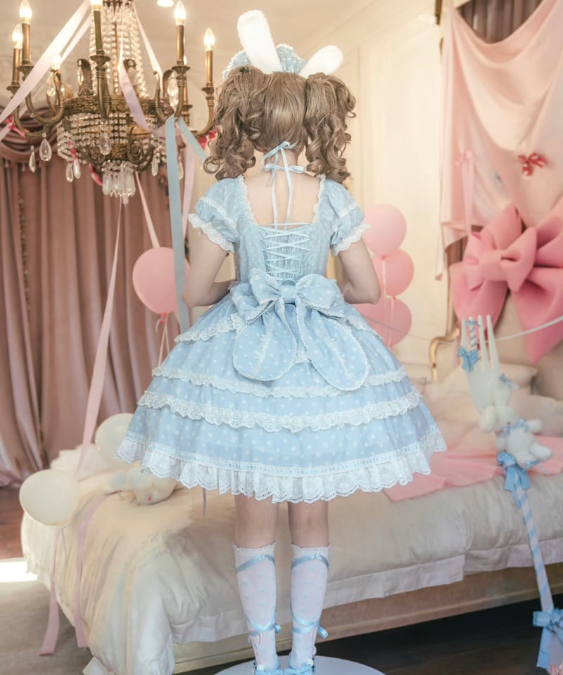 ロリータワンピース サックスx白 ドレス｜東京ロリィタ-TOKYO LOLITA