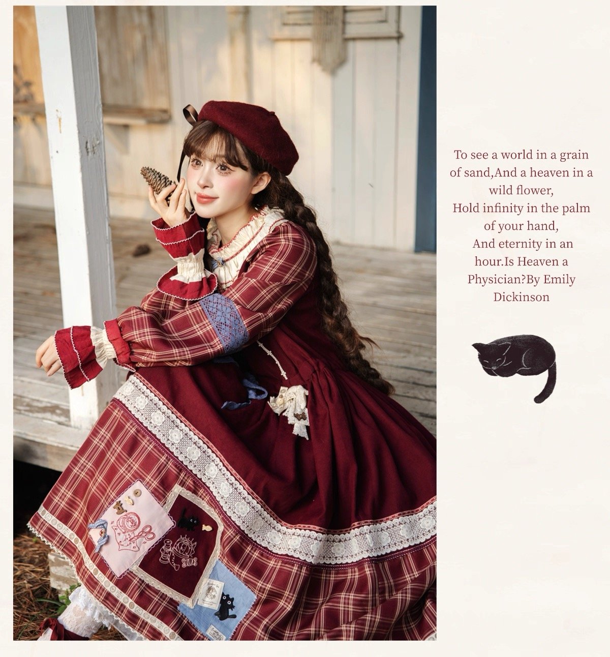 黒猫のソーイングレッスン」ワンピース＆猫耳フード 【11/18まで】送料