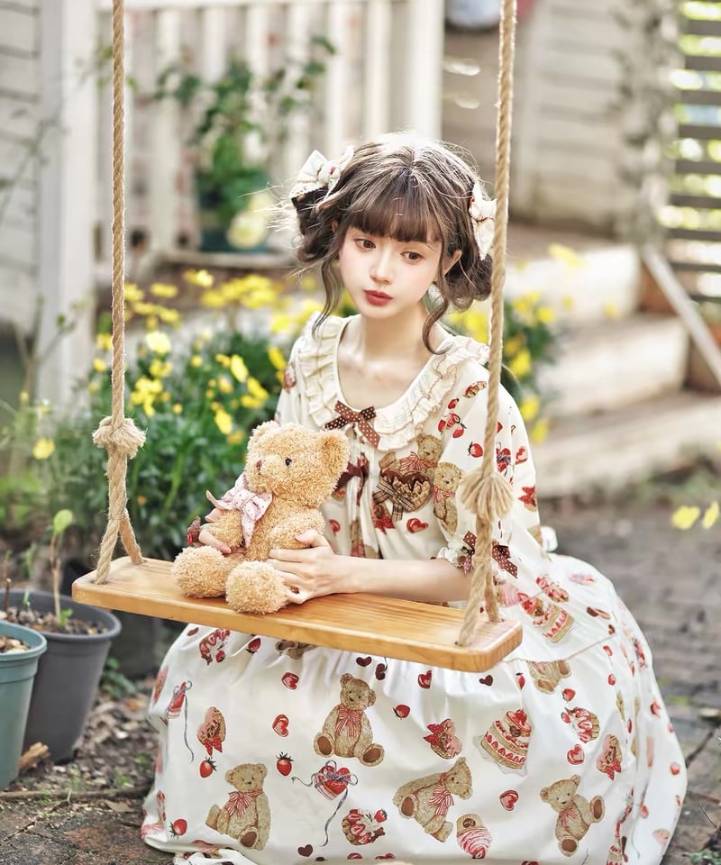 さぁ様31日まで✩.*4L量産型女子くま柄ビックシルエット病み可愛いロリータ新品 くまちゃんチョコ」スペシャルワンピース 【4/23まで】ロリータ | GIRLISM