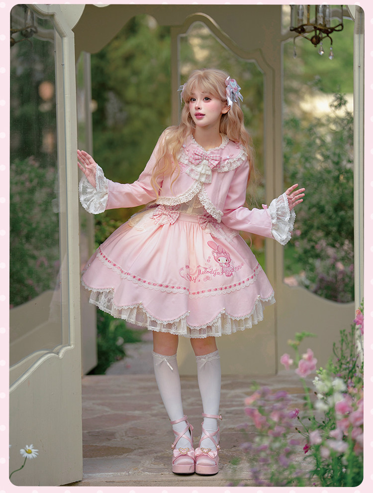 美品 サンリオ公式 マイメロディー 大人 スカート スイーツ柄 ピンク M～L fit=scale-down,w=1200