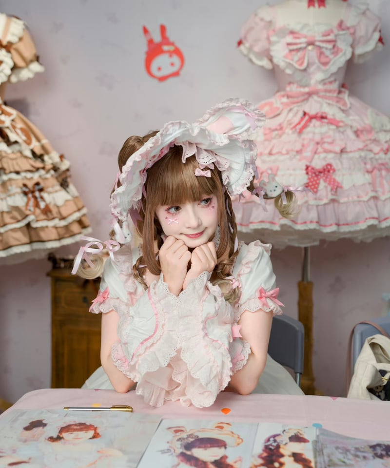 ラビットリボン」青木美沙子コラボドレス（ホワイト）【6/15まで】送料