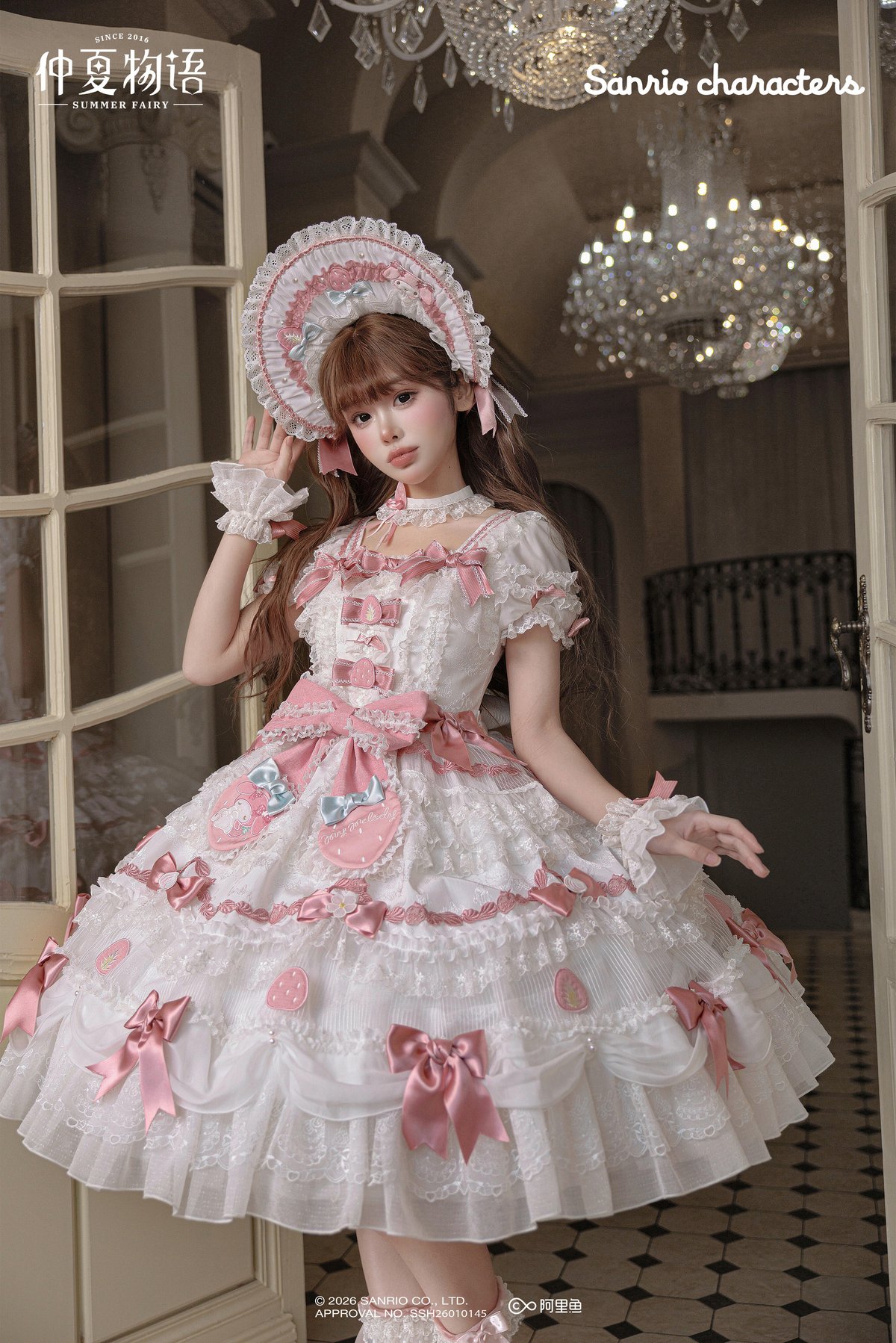 マイメロコラボ」ドレス＆ボンネットセット 【3/7まで】送料無料