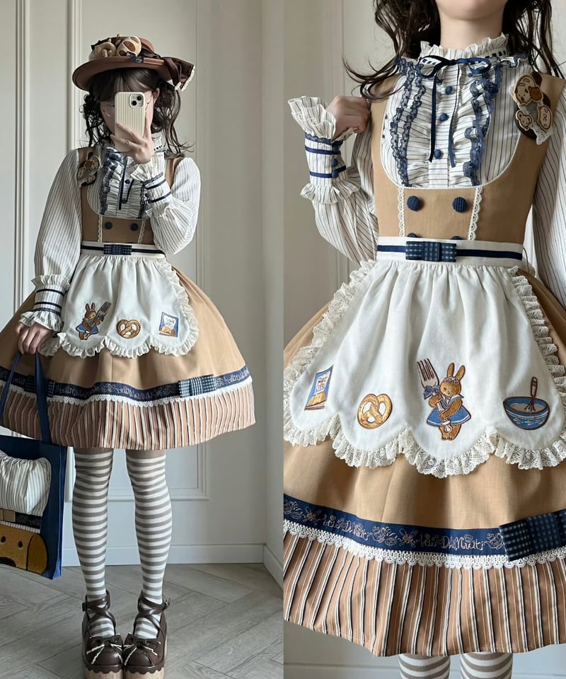 クッキングマウス」ジャンパースカート＆ブラウス 【1/11まで】送料