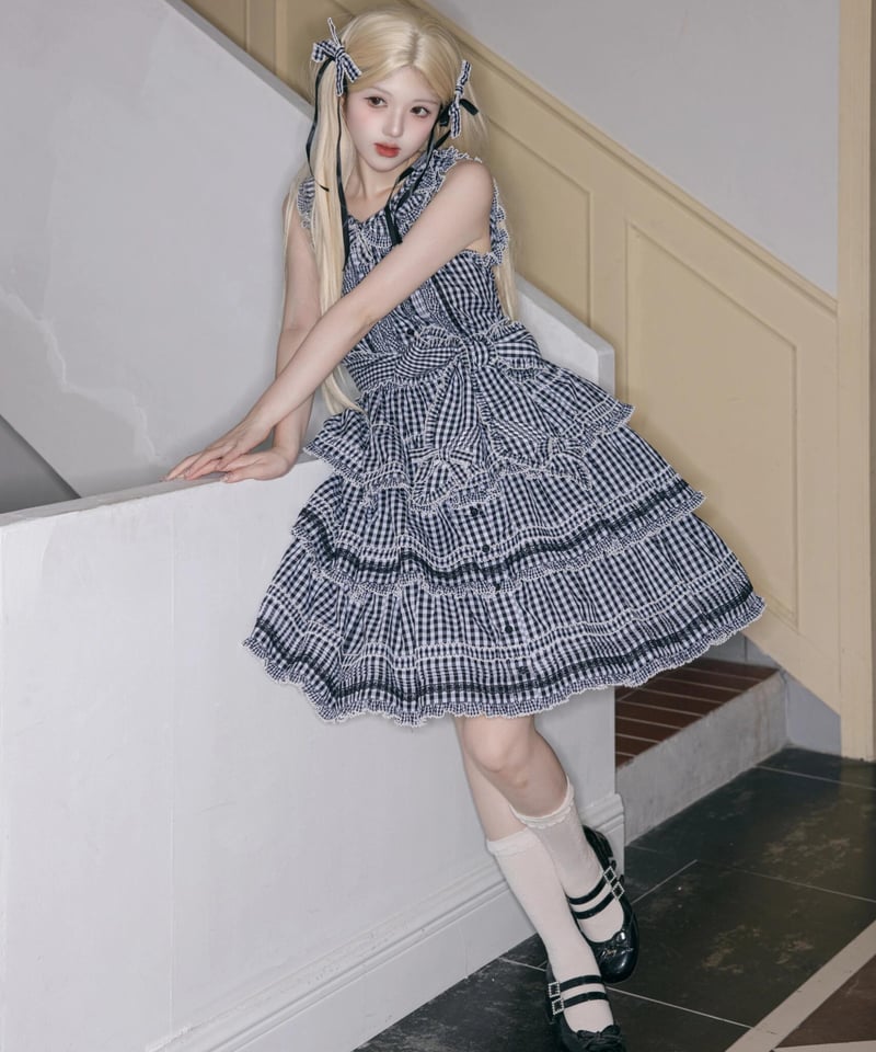 INGEBORG　KANEKO ISAO　ジャンパースカート　ユリ　ドッド柄 INGEBORG KANEKO ISAO ジャンパースカート ユリ ドッド柄 - メルカリ