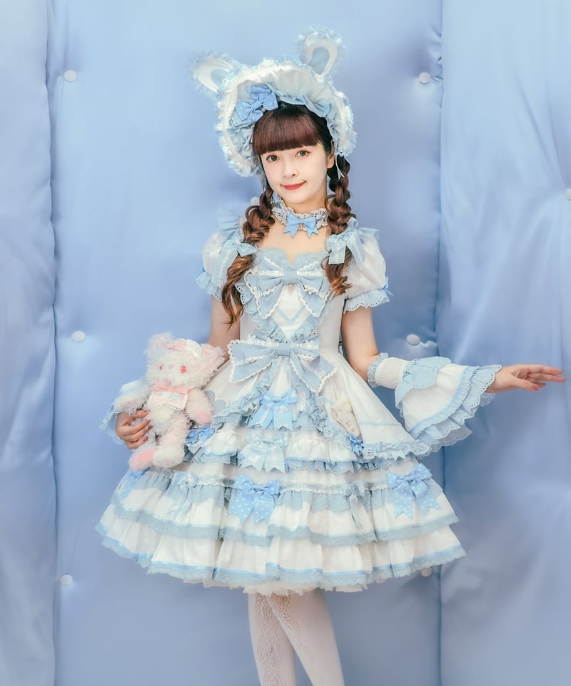 ラビットリボン」青木美沙子コラボドレス（サックス）【6/15まで】送料