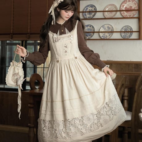 エミキュ シリアル柄JSK ロリィタ ロリータ レースアップフリルコルセット - Victorian maiden - クラシカル