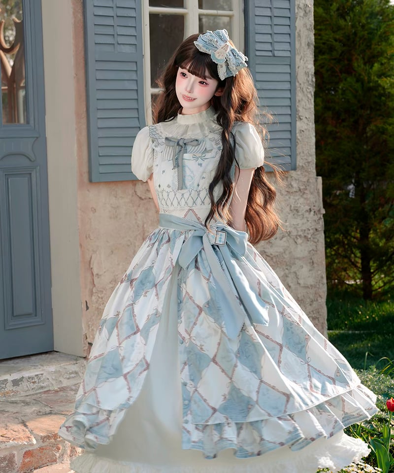 ジェーンマープル　別珍アリスワンダーランド柄ジャンパースカート VioletBlue | 【中古】Jane Marple/ロイヤルコレクション