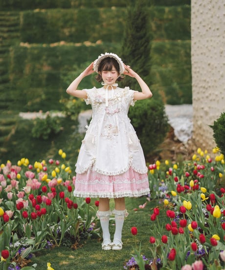 「桜の羊ちゃん」スカート、エプロン、カーディガン 【4/4まで】送料無料！