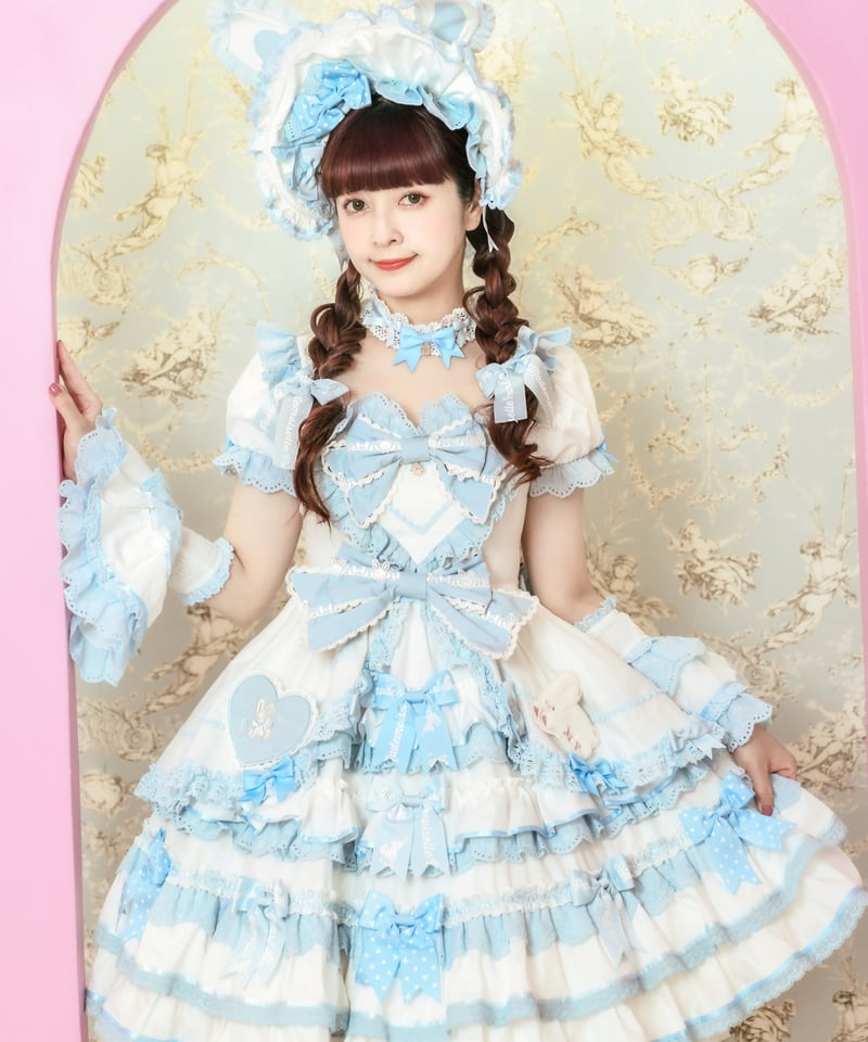 青木美沙子コラボ ラビットリボンワンピース Ｌ ボンネット付き ラビットリボン」青木美沙子コラボドレス（ピンク）【6/15まで