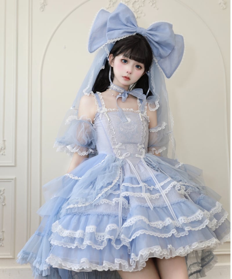 に*ん様 22㎝ドール用 ドレス パニエ ハット イヤリング ４点セット 【11 ITM0498.jpg