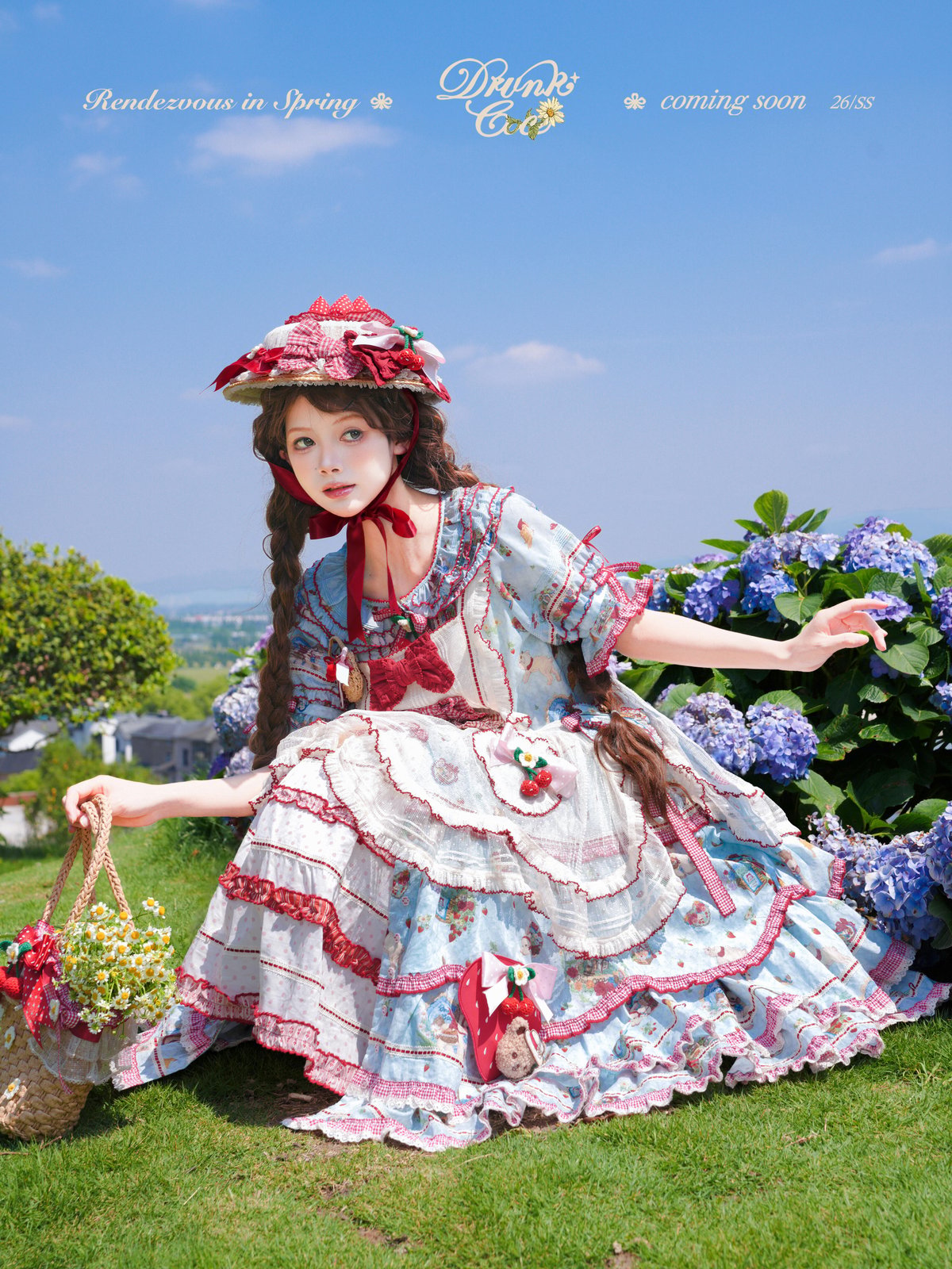 春日の約束」ワンピース＆小物（サックス） 【6/17まで】ロリータ