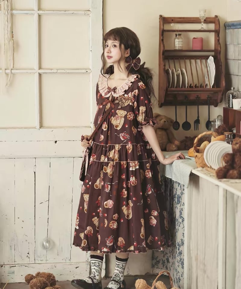 ロリータ クラロリ ワンピース ブラウス テディベア くま チョコレート くまちゃんチョコ」スペシャルワンピース 【4/23まで】ロリータ | GIRLISM