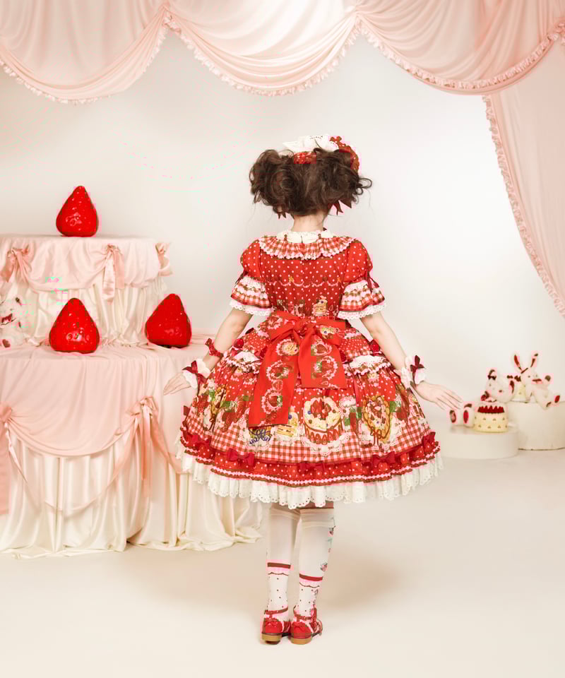 ショートケーキ図鑑」ケーキ柄ワンピース 【11/20まで】送料無料