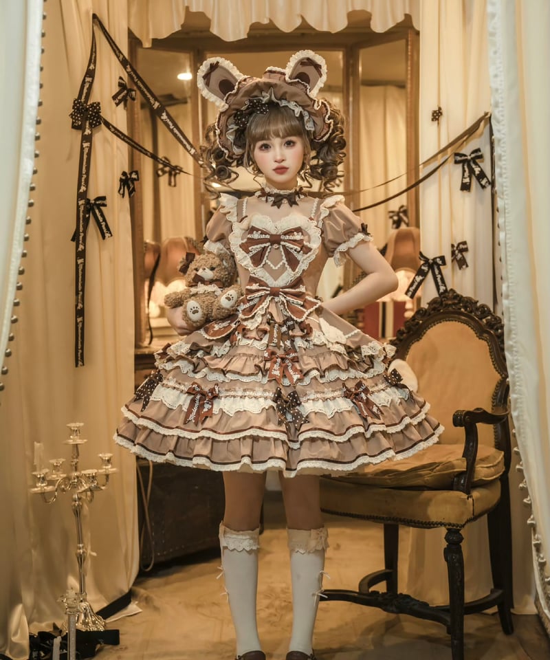 ラビットリボン」青木美沙子コラボドレス（ブラウン）【6/15まで