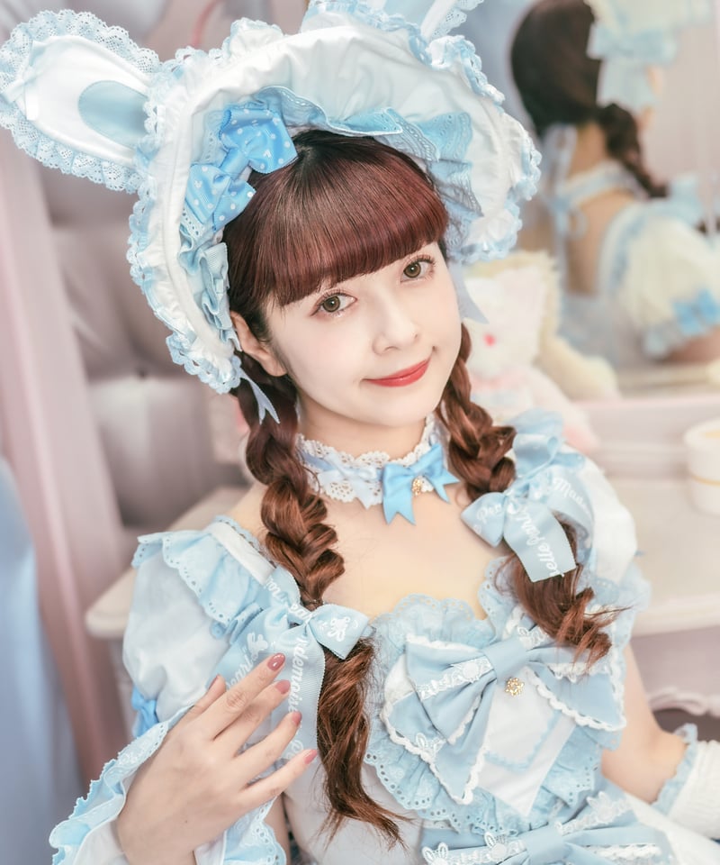 ラビットリボン」青木美沙子コラボドレス（サックス）【6/15まで】送料