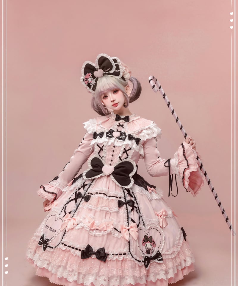 花と真珠箱×サンリオ」マイメロ＆クロミジャンパースカート【3/10まで