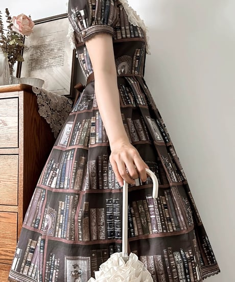 「Cat Bookshelf」ショートワンピース【6/21まで】送料無料！