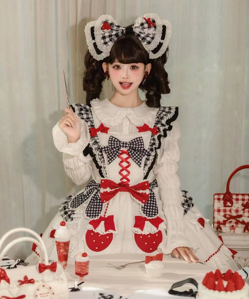 ショートケーキ図鑑」メイドワンピース＆ジャンパースカート（黒