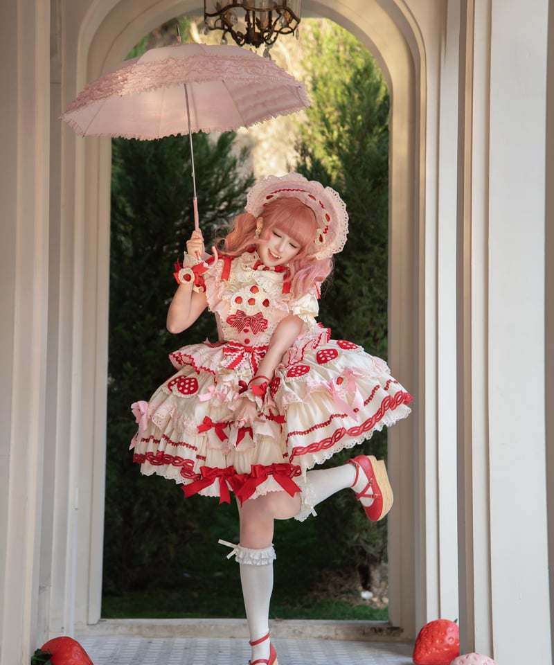 苺パーティー」ジャンパースカートドレスフルセット【3/2まで】送料