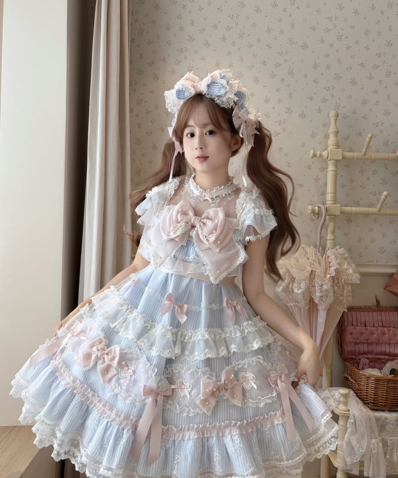 ストライプ乙女」ドールワンピース 【5/17まで】送料無料