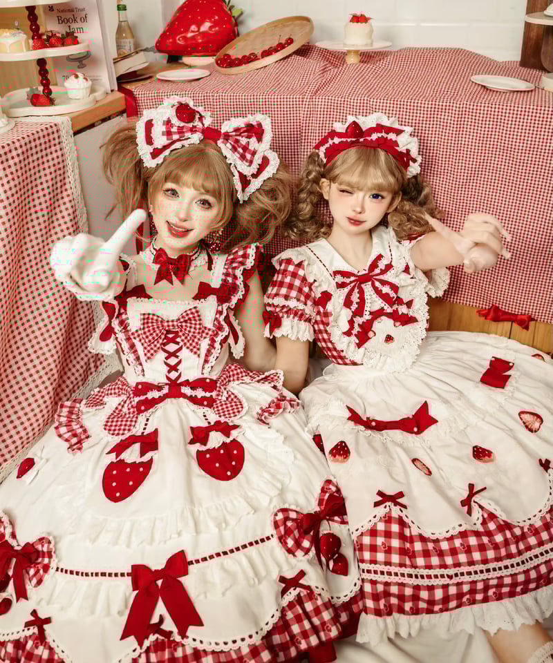 ショートケーキ図鑑」メイドワンピース＆ジャンパースカート（赤