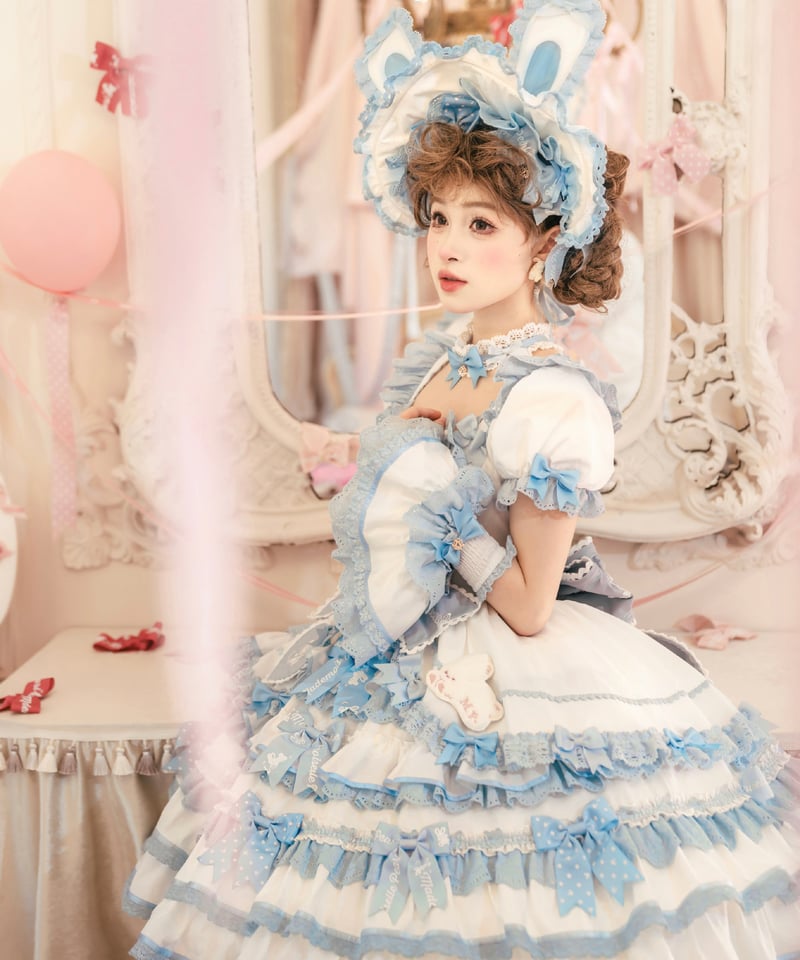 ラビットリボン」青木美沙子コラボドレス（サックス）【6/15まで】送料