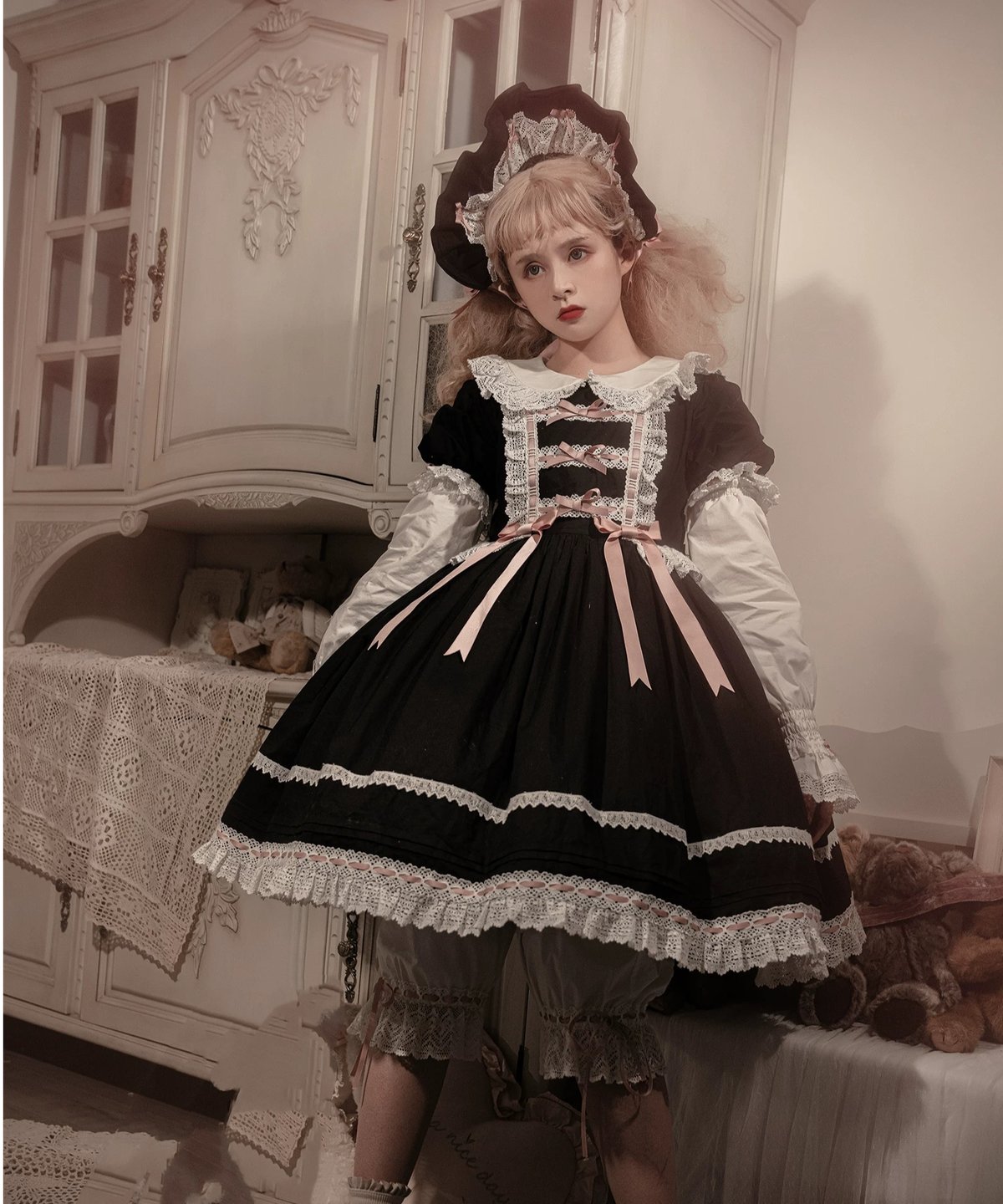 Laura's Doll付け袖付ワンピース + ボンネットセット Laura's Doll」ワンピース 【5/23まで】送料無料！ | GIRLISM