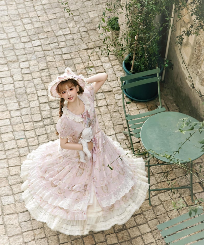 Victorian Cat」ロングワンピース（コットン/シフォン） 【3/14まで