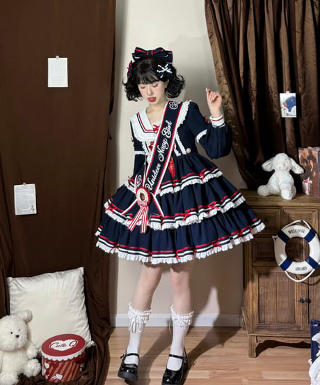 「Navy Girl」長袖ワンピース5点フルセット 【5/2まで】送料無料！