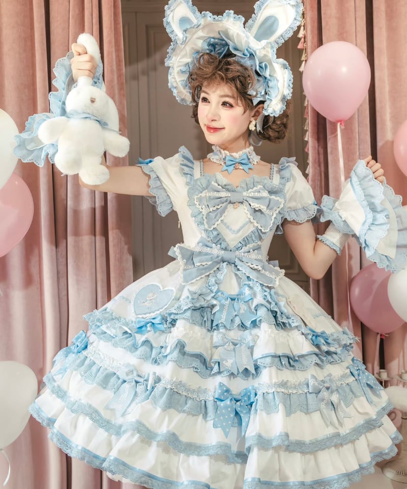 青木美沙子コラボ ラビットリボンワンピース&ボンネット ラビットリボン」青木美沙子コラボドレス（ピンク）【6/15まで