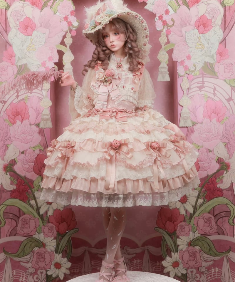 花のロンド」ジャンパースカート＆ブラウス【2/20まで】送料無料