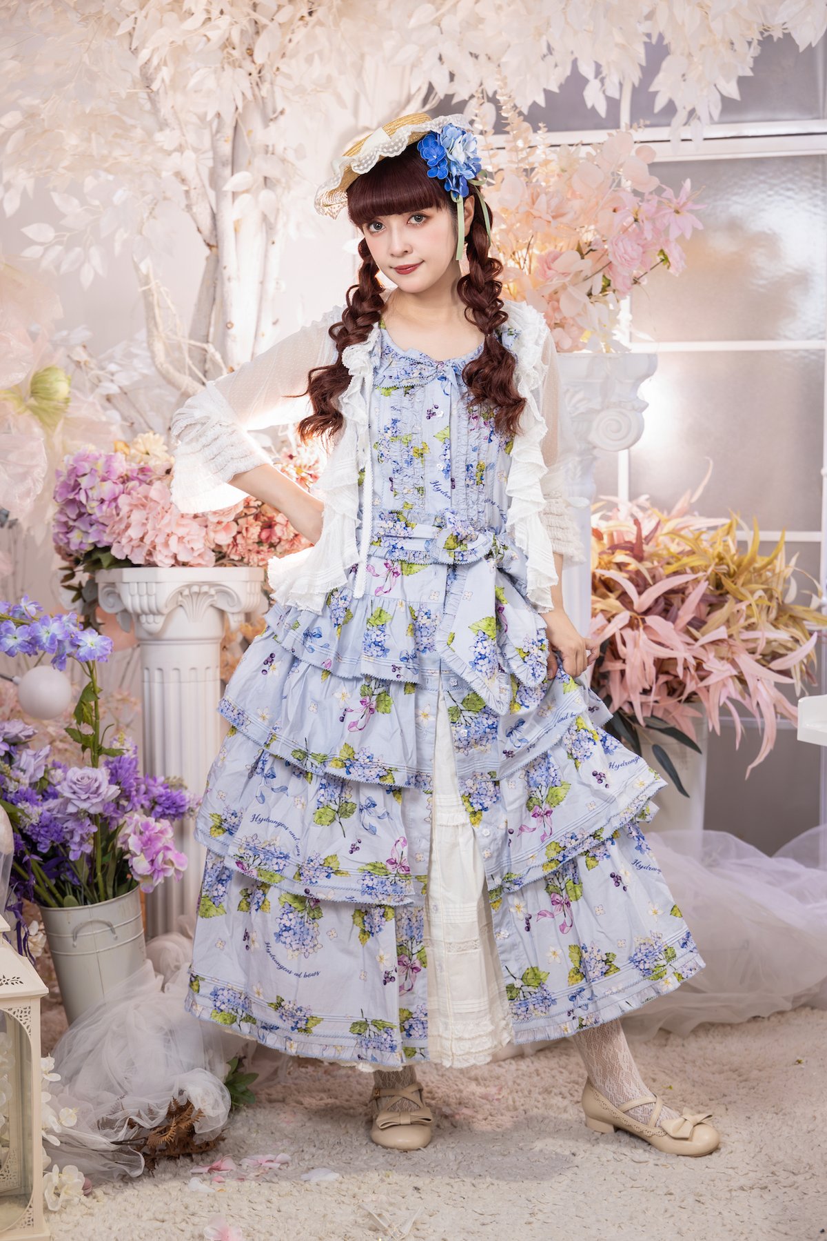 ともこになります クードシャンス UNTITLEDおまとめ アジサイとくまちゃん」段々ジャンパースカート 【9/15まで