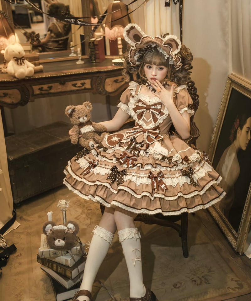 ラビットリボン」青木美沙子コラボドレス（ブラウン）【6/15まで】送料