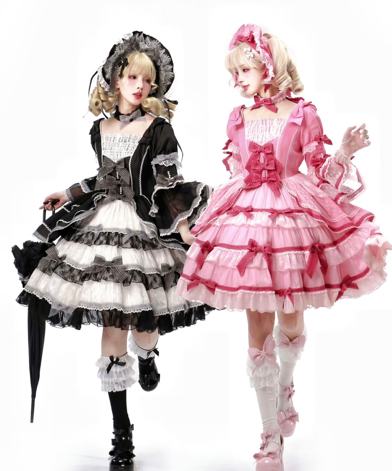 送料無料！】「ベルベットケーキ2.0」ピンク＆黒ドレス＆ボンネット