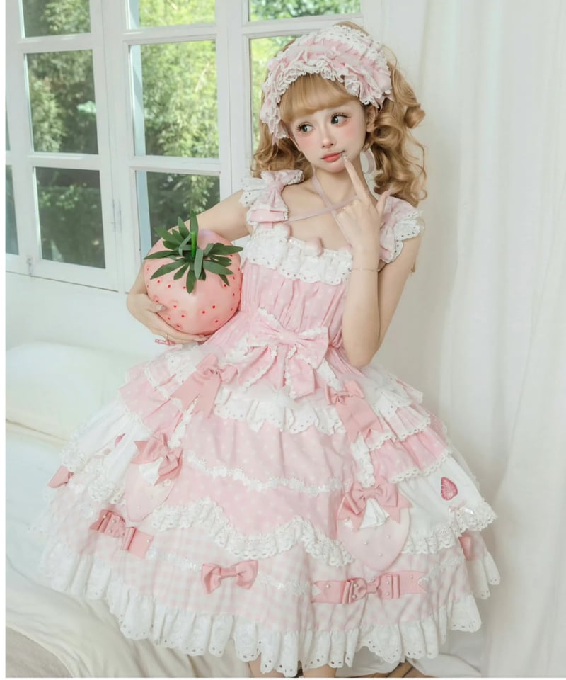 ショートケーキ図鑑」ドットジャンパースカート 【11/20まで】送料無料