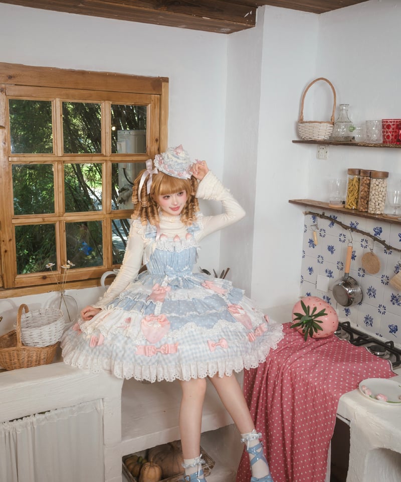 ショートケーキ図鑑」ドットジャンパースカート 【11/20まで】送料無料