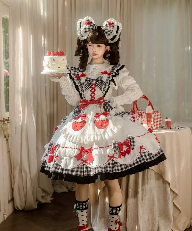 ショートケーキ図鑑」メイドワンピース＆ジャンパースカート（黒