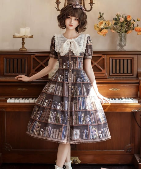 「Cat Bookshelf」ショートワンピース【6/21まで】送料無料！