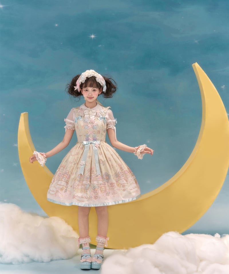 仲夏物語リトルツインスターズコラボ」柄付きジャンパースカート 【6/8