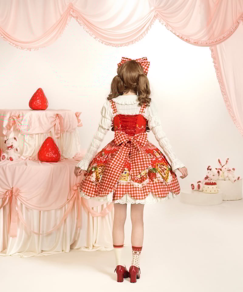 ショートケーキ図鑑」ケーキ柄ジャンパースカート 【11/20まで