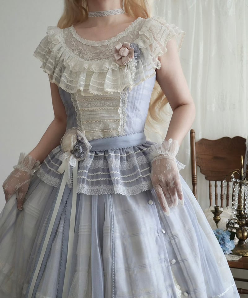 DOROTHY☆ドロシー☆ブラウス＆スカート☆グレー ロジータ ROJITA 3段ティアードボリュームスカート （グレー