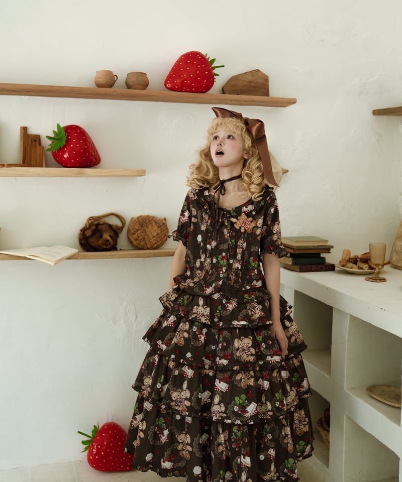 イチゴのくまちゃん2.0」半袖ブラウス＆スカートセット【7/31まで  