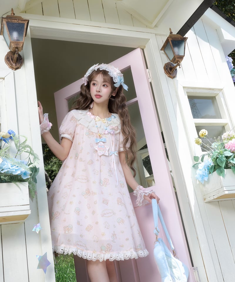 仲夏物語リトルツインスターズコラボ」総柄ドールワンピース 【6/8まで