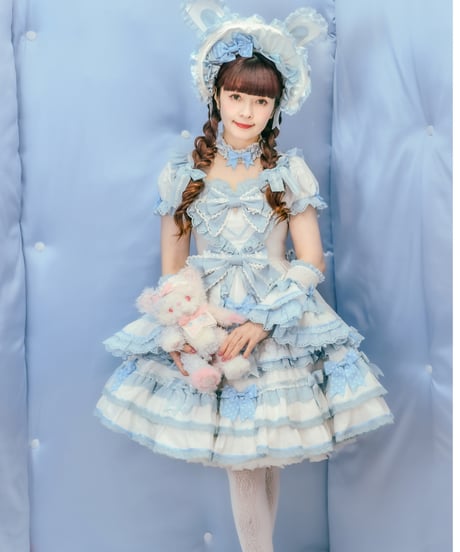 「ラビットリボン」青木美沙子コラボドレス（サックス）【6/15まで】送料無料！