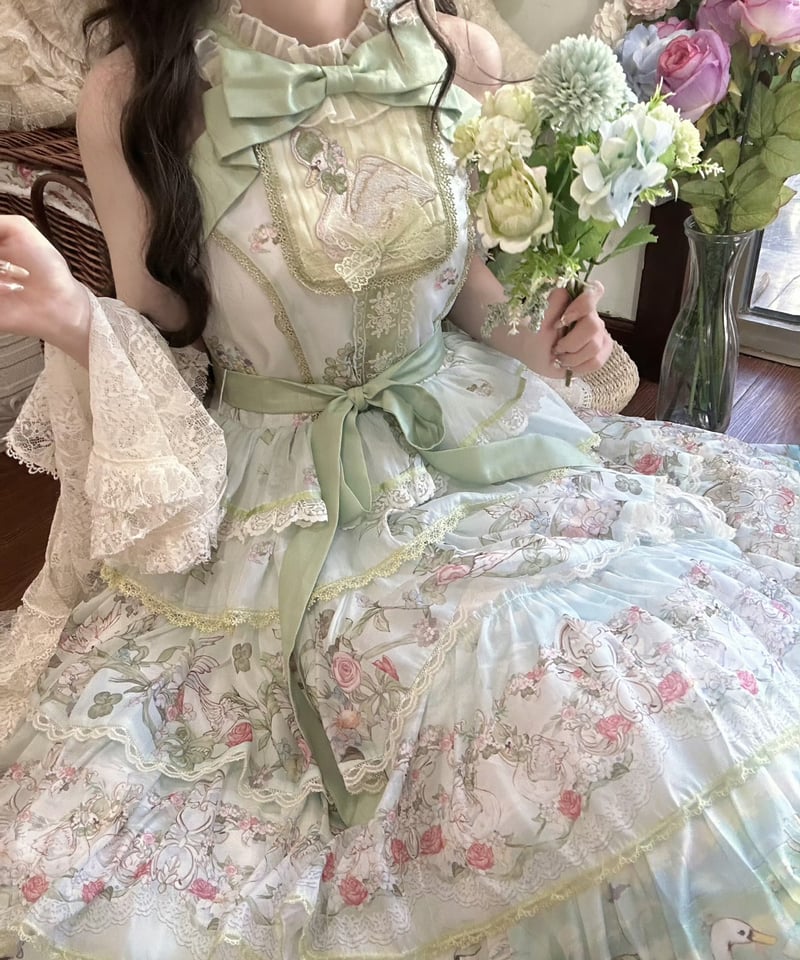 【SWANLAKE】ケープ Swan Lake」ジャンパースカート＆ケープセット【2/15まで】送料