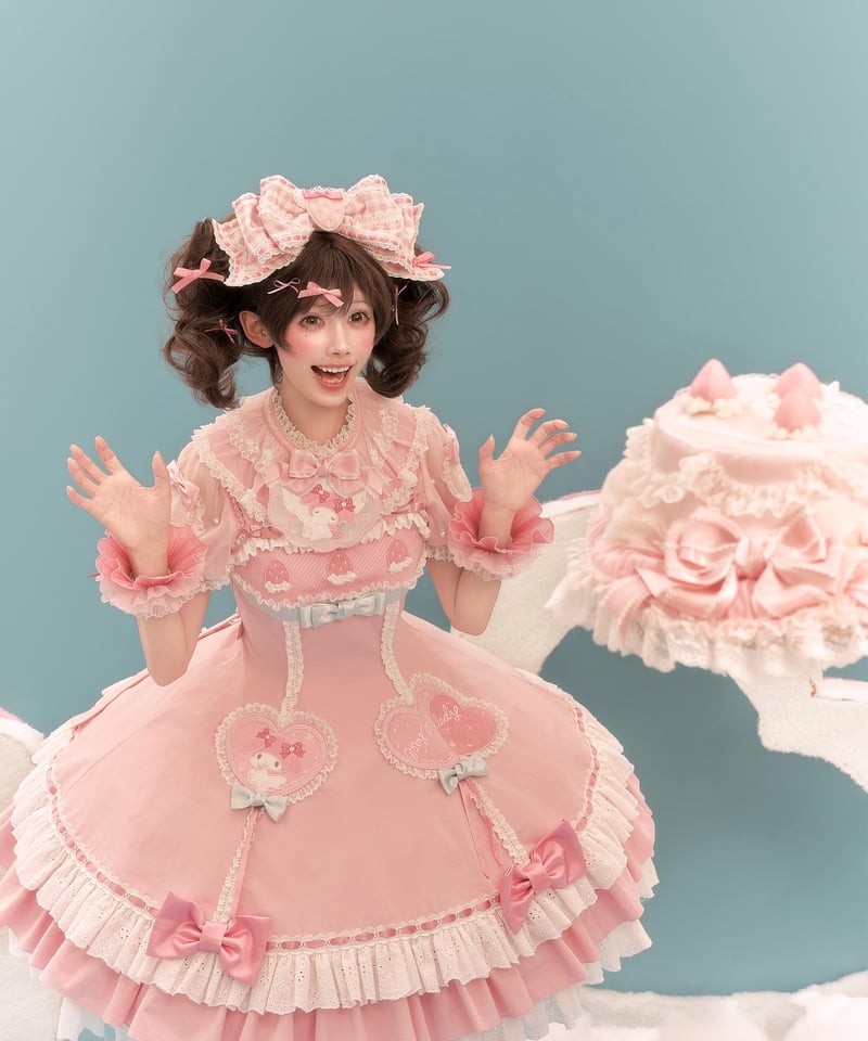 マイメロコラボ」マイメロハートジャンパースカート 【3/7まで】送料